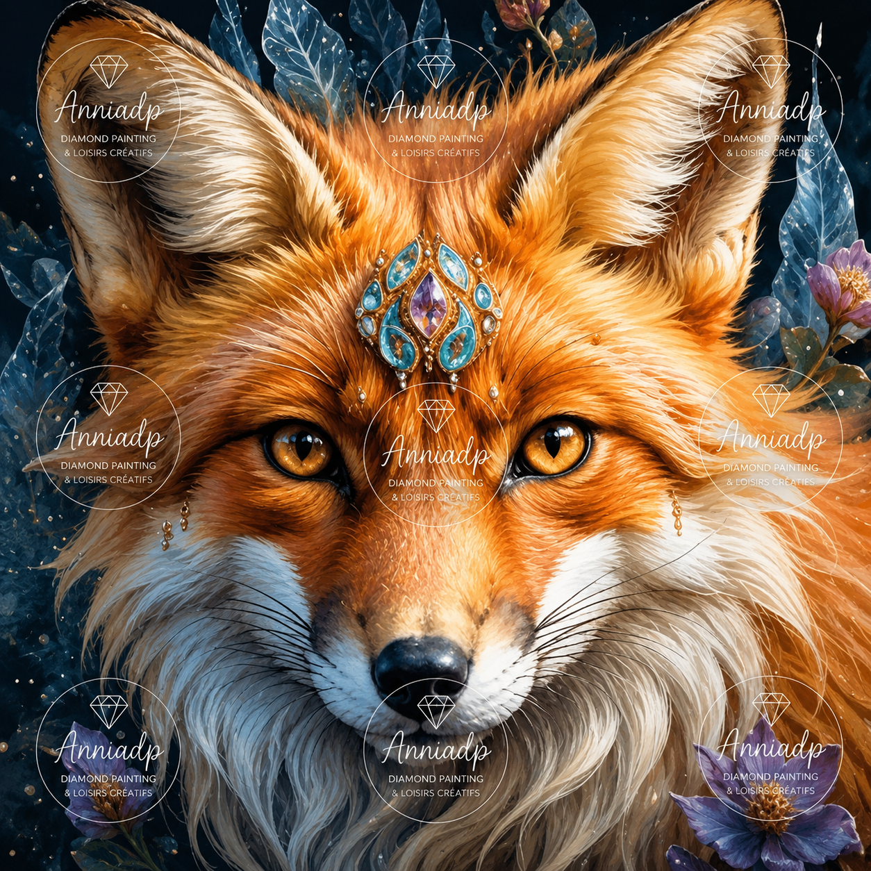Portrait de renard royal, pelage orange et blanc, gros plan yeux marron