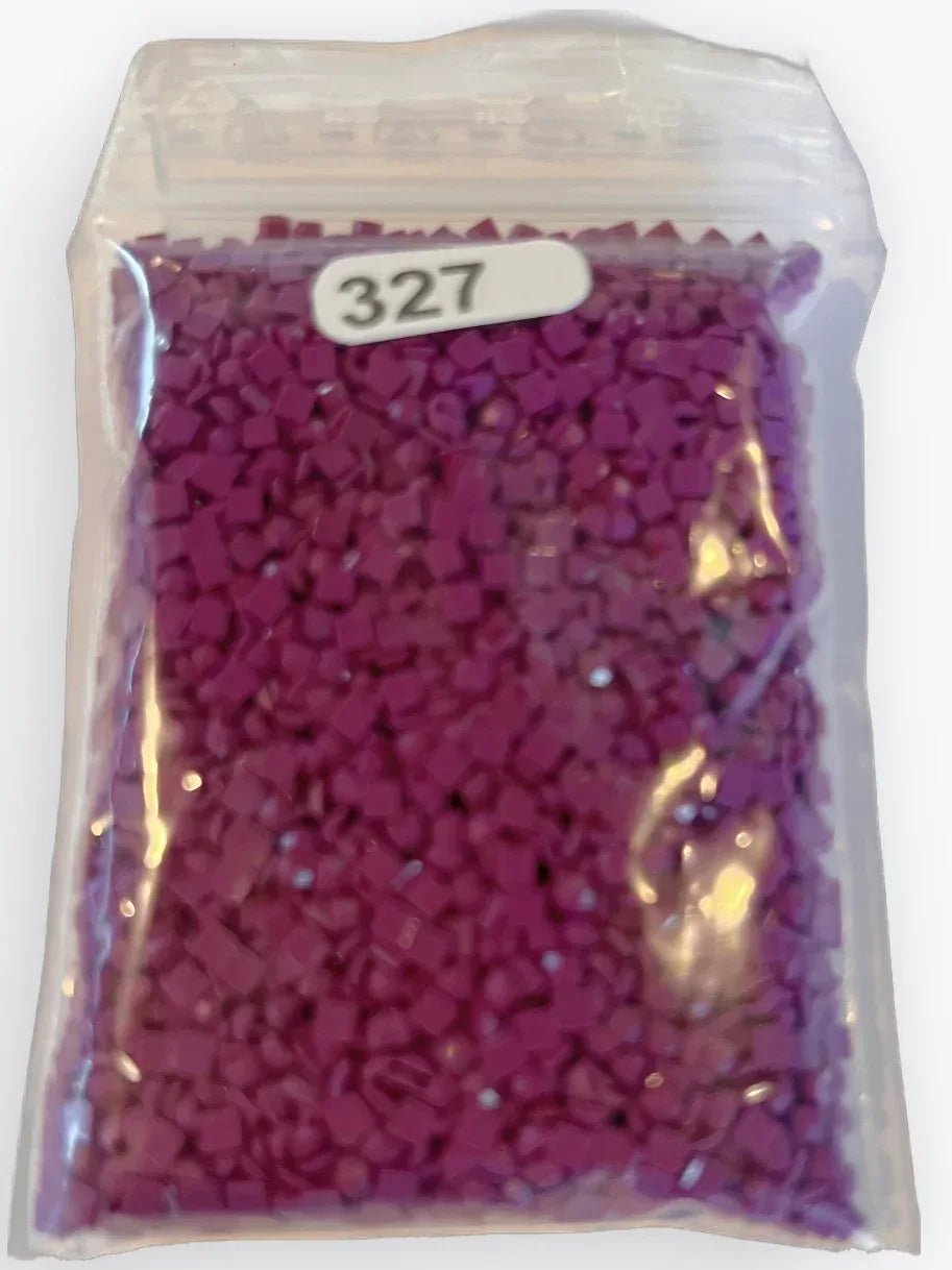 Sachet de diamants carrés en résine, couleur bordeaux, étiquette 327