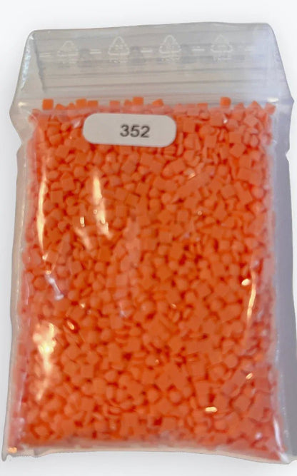 Sachet de diamants carrés en résine, couleur orange corail, étiquette 352