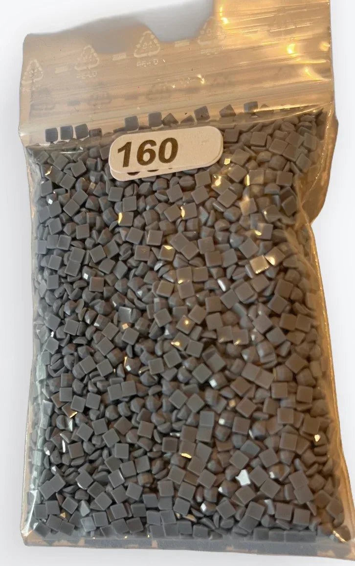 Sachet de diamants carrés en résine, couleur bronze/gris brun, étiquette 160