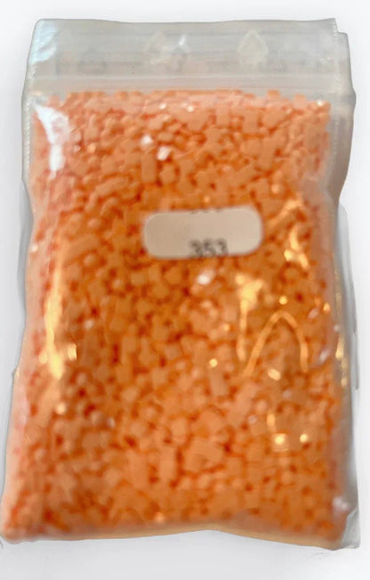 Sachet de diamants carrés en résine, couleur orange saumon, étiquette 353