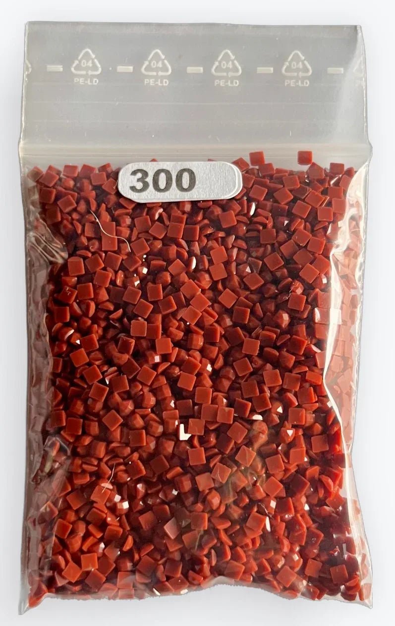 Recharge de diamants carrés en résine rouges, sachet num. 300