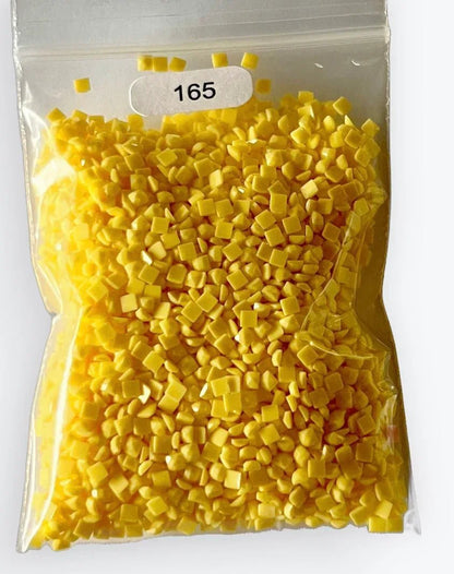 Sachet de diamants carrés en résine, couleur jaune vif, étiquette 165