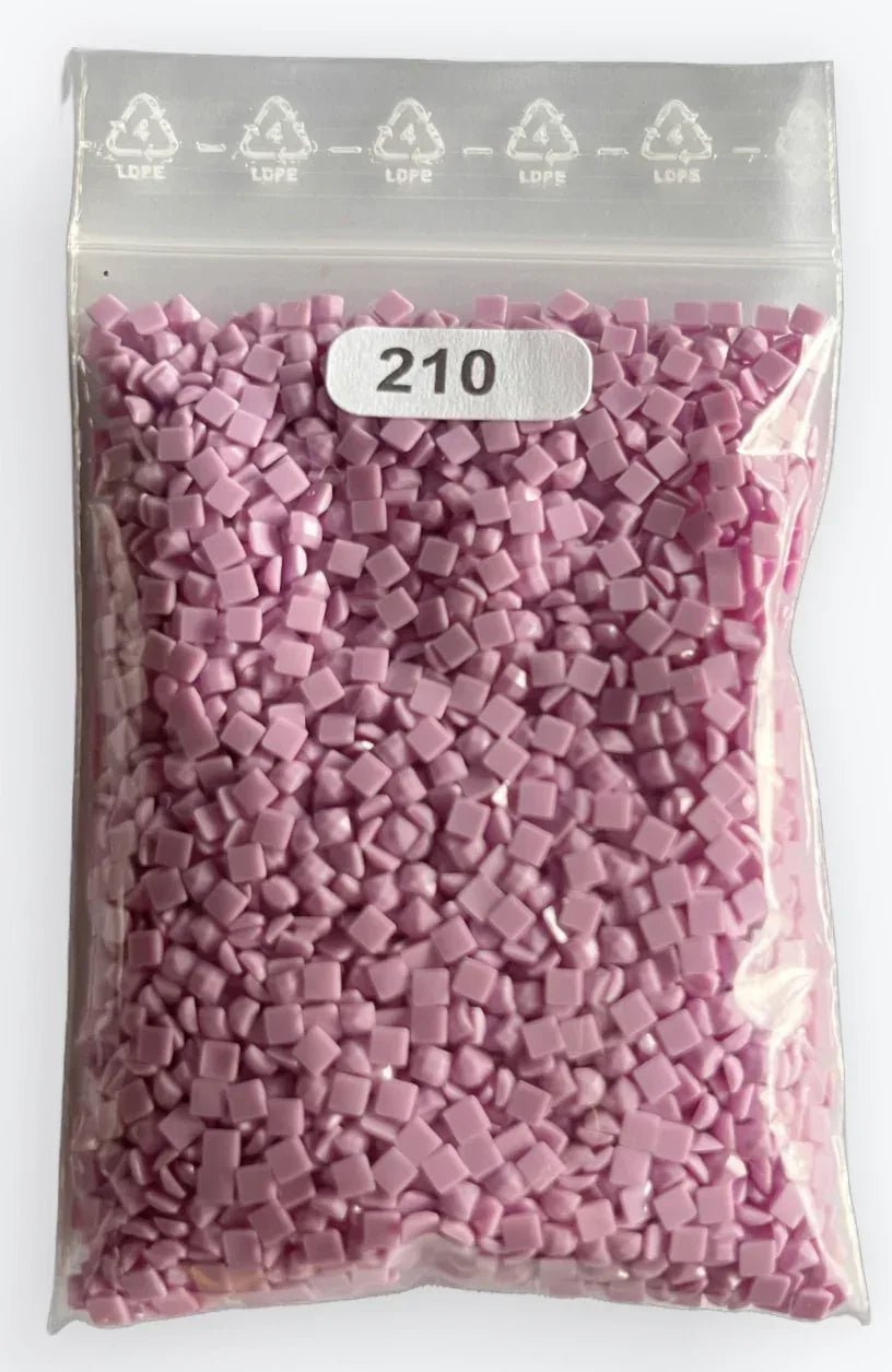 Sachet de diamants carrés en résine, couleur rose, étiquette 210