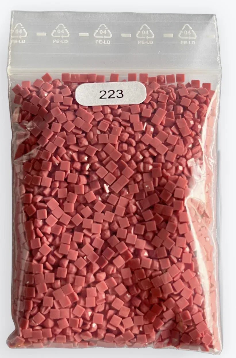 Recharge de diamants carrés en résine rouge rosé, sachet num. 223