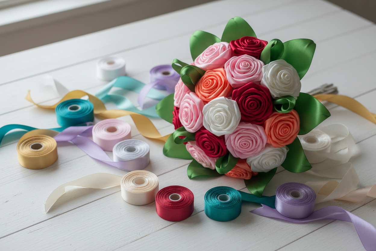 Slide Roses en Ruban Satin