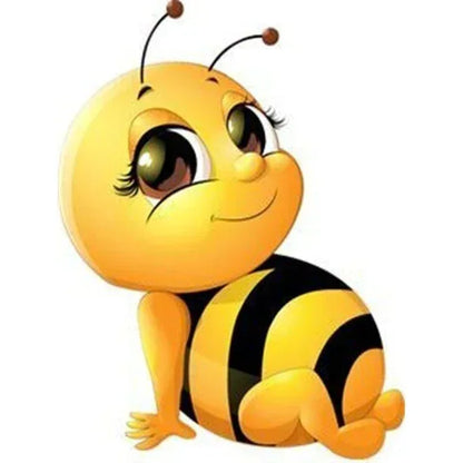 Toile de diamant : abeille jaune à rayures noires, gros œil vert